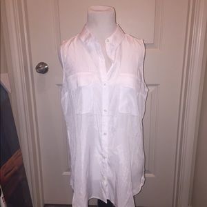 Express White Button Up Tunic Type Blouse M